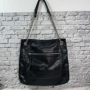 Coach Poppy Slim Crackle Leather Black Bag #21199 Blue Liner ❤️‎